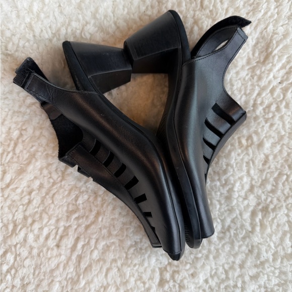 Munro Abby Nubuck Leather Slingback Heels Black Comfort Sandals 8.5 - Picture 3 of 6